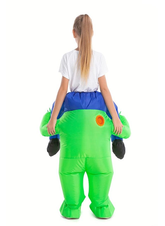 HSCTEK Inflatable Alien Costume Kids Boys Girls, Blow Up Riding Alien Abduction Cosplay Child, Carrying Me Holding Man Halloween Costume Children, Green - Image 4